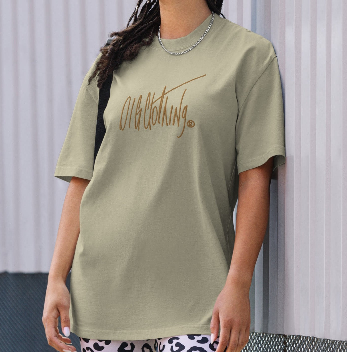 O1G - Eucalyptus Embroidered Oversized Tee